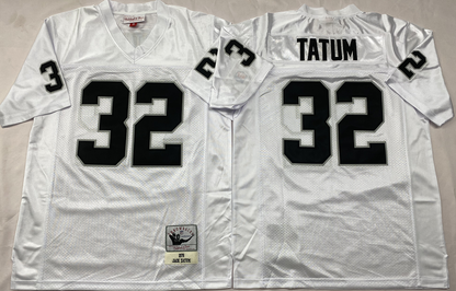 Men's Marcus Allen #32 Oakland Raiders White Black Vintage Stitched Football Jersey