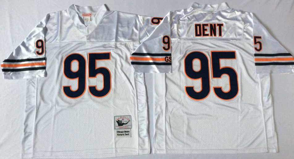 Men's Richard Dent #95 Chicago Bears White Navy Vintage Stitched Football Jersey