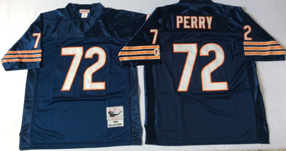 Men's William Perry #72 Chicago Bears White Navy Vintage Stitched Football Jersey