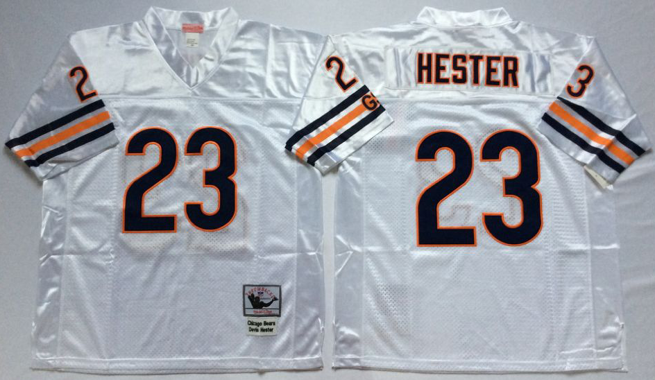 Men's Devin Hester #23 Chicago Bears White Navy Vintage Stitched Football Jersey