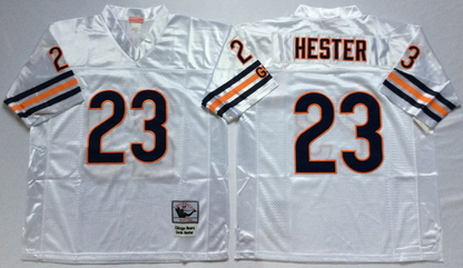 Men's Devin Hester #23 Chicago Bears White Navy Vintage Stitched Football Jersey