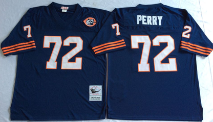 Men's William Perry #72 Chicago Bears White Navy Vintage Stitched Football Jersey