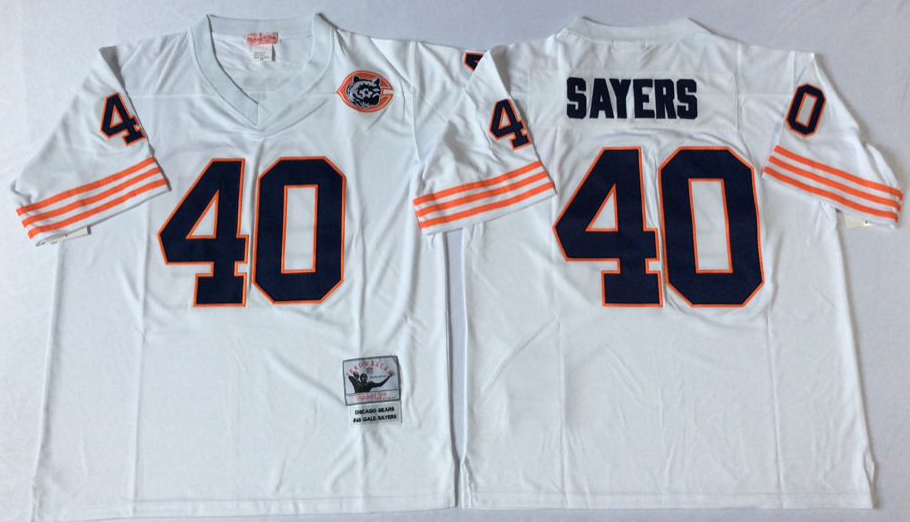 Men's Gale Sayers #40 Chicago Bears White Navy Vintage Stitched Football Jersey