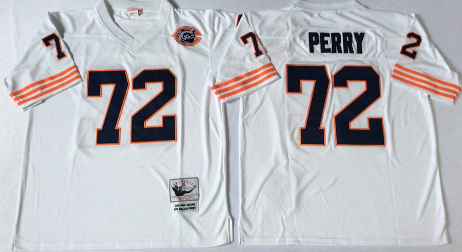 Men's William Perry #72 Chicago Bears White Navy Vintage Stitched Football Jersey