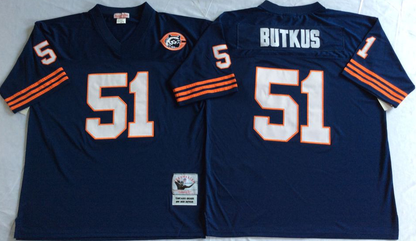Men's Dick Butkus #51 Chicago Bears White Navy Vintage Stitched Football Jersey